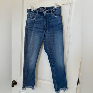 Abercrombie & Fitch Simone High Rise Ankle Frayed Blue Jeans